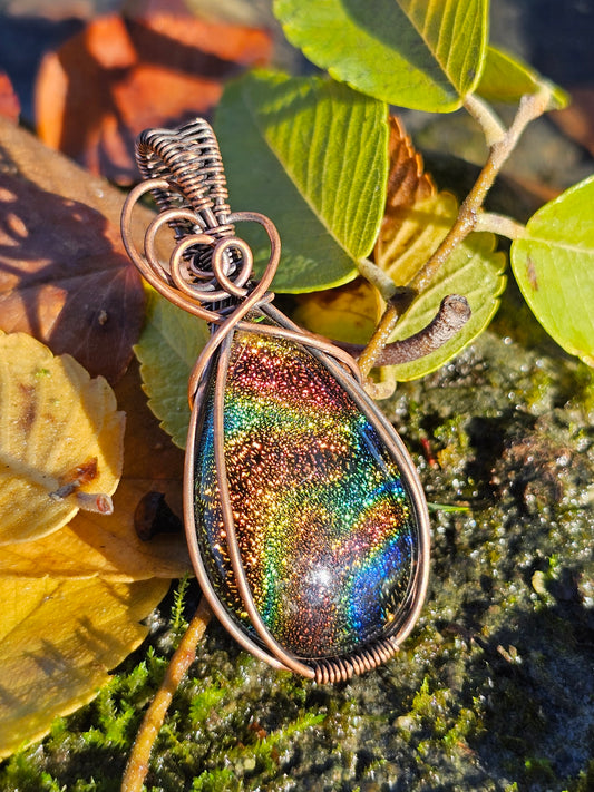 Copper Rainbow Dichro Pendant