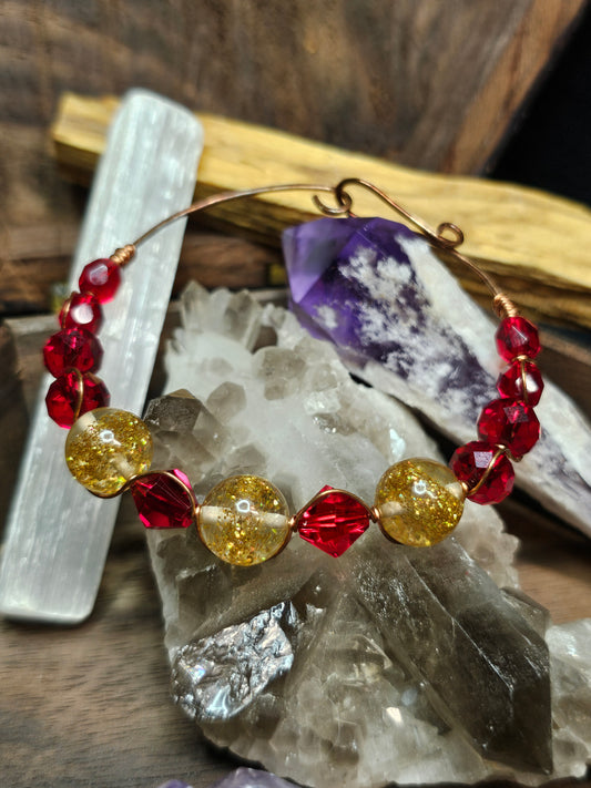 Copper Red and Gold Sparkle Bracelet