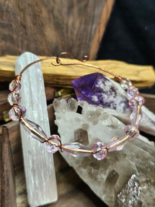 Copper Pink Beaded Bracelet